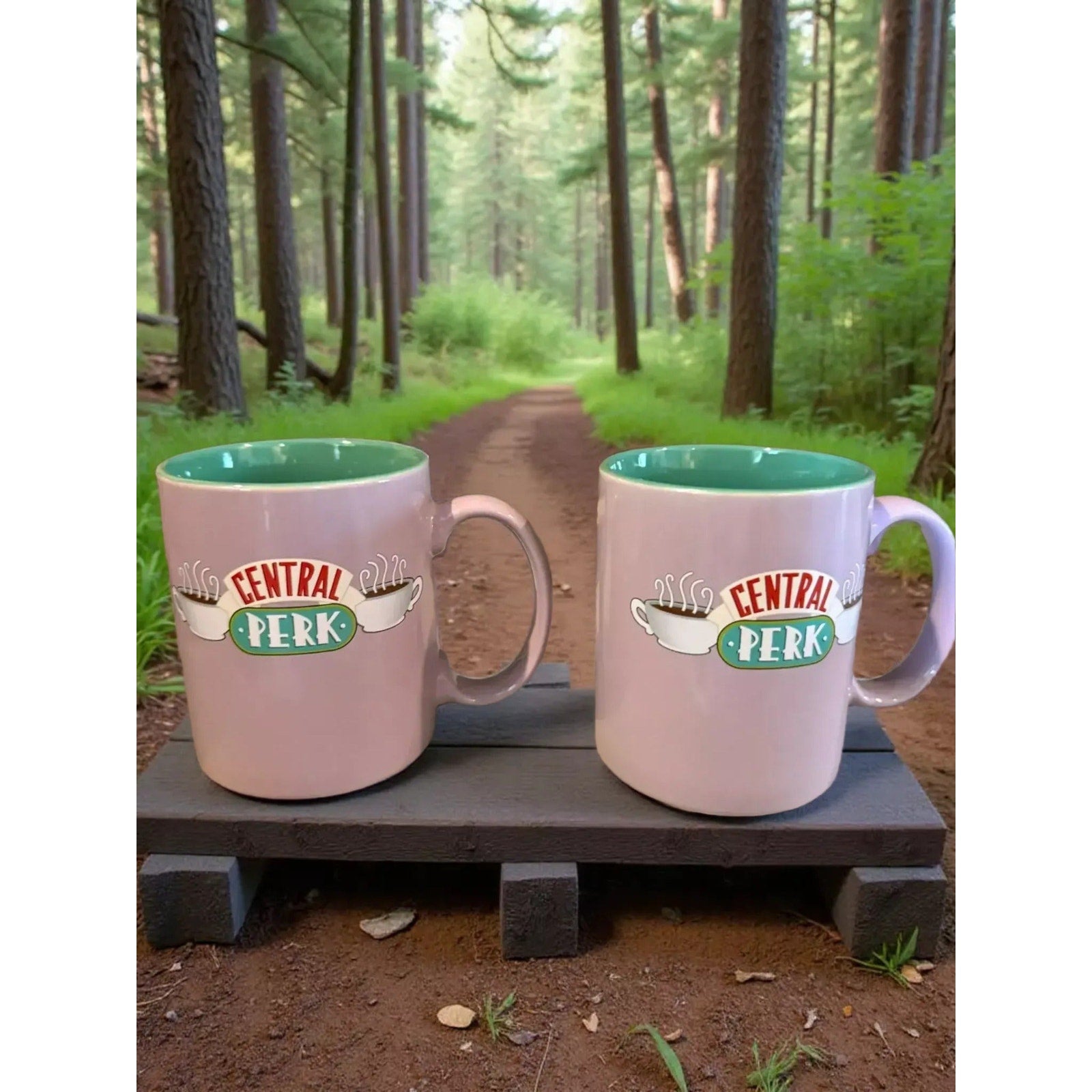 Central Perk Mug Set – Purple Coffee Mug & Teal Interior Cup | Friends TV Show Collectible