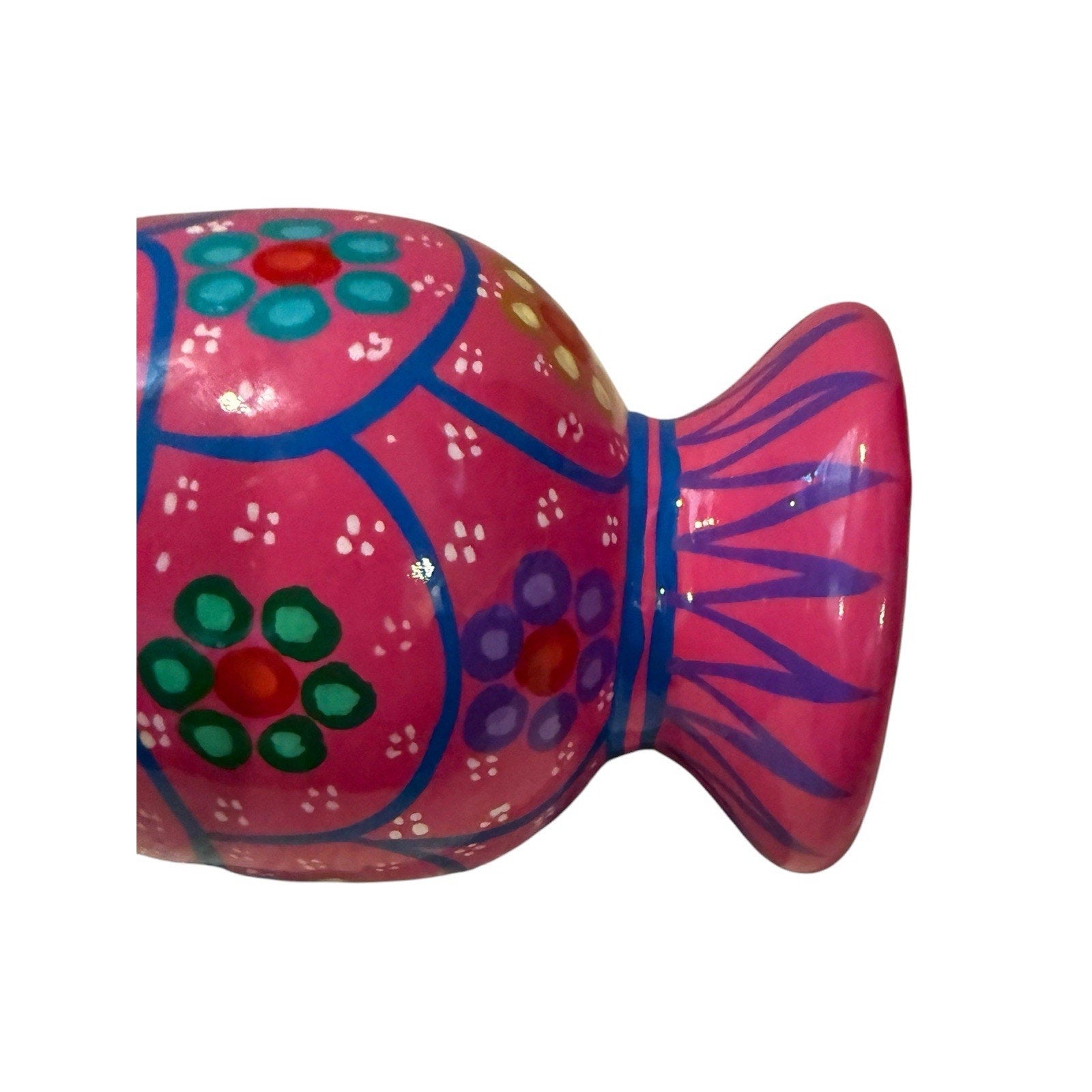 Mexican Folk Art Pottery Multi Colored Goblet/vase