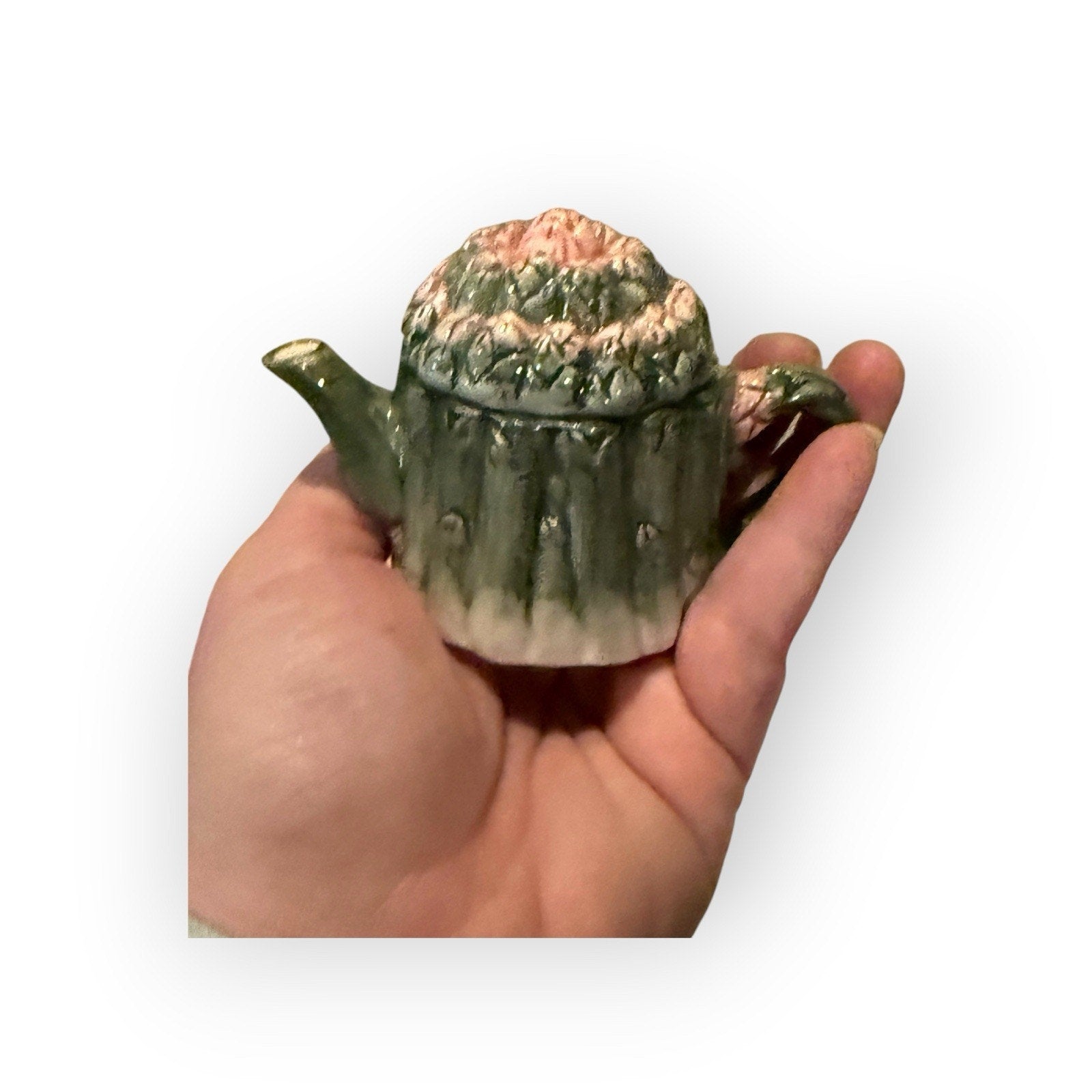 Vintage Russ Berrie Style Artichoke Mini Teapot Ceramic Cottagecore Decor