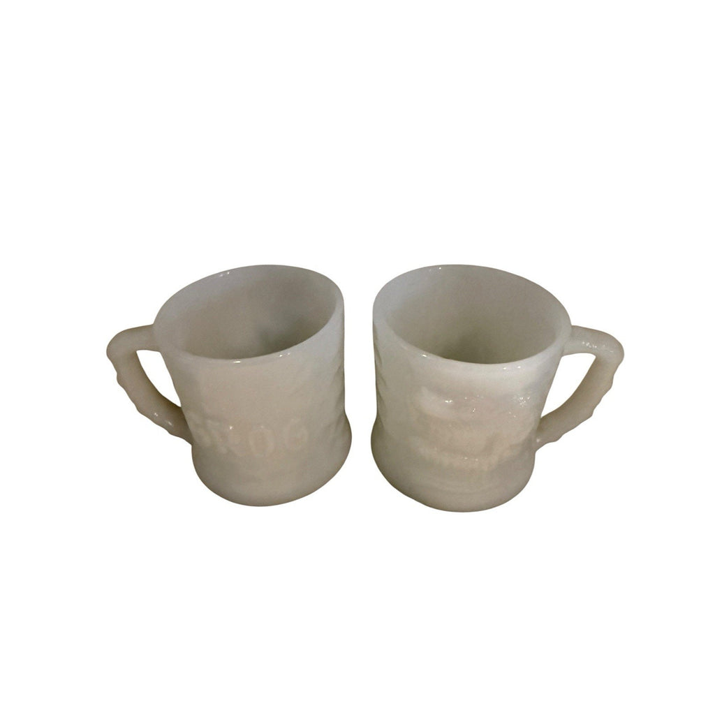 Vintage GROG Mug Milk Glass B.C. Comics Caveman Lot of 2 Coffee Cups