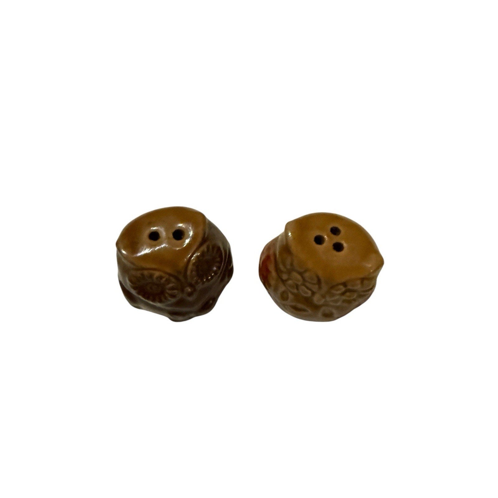 Mini Salt and Pepper Shakers Set Ceramic 70’s Retro Owls