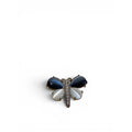 Vintage Blue / White Butterfly Brooch With White Rhinestones 2” E12