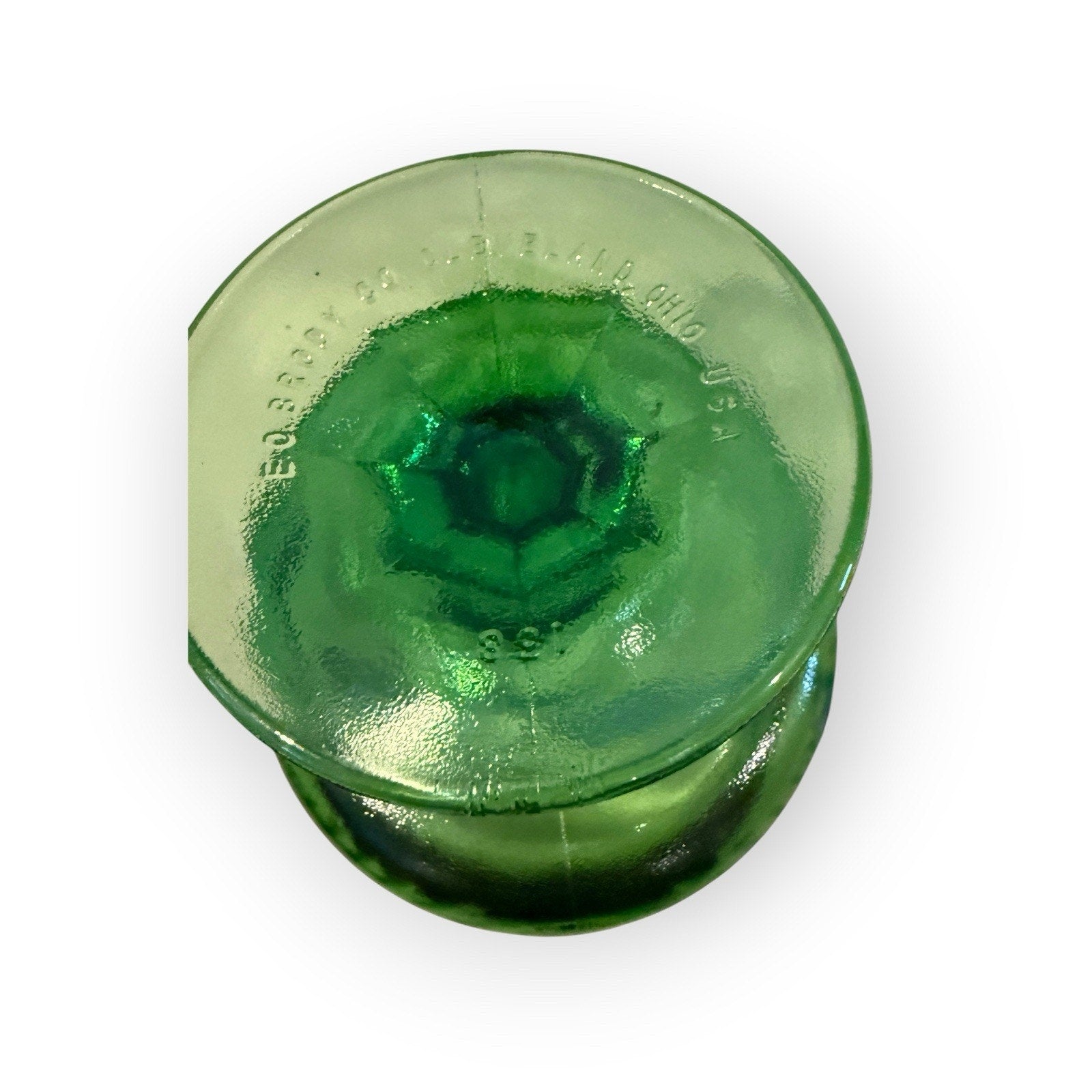 Heavy Vtg E.O BRODY CO Cleveland Ohio USA #138 Green Glass Candy Dish W/ Footed