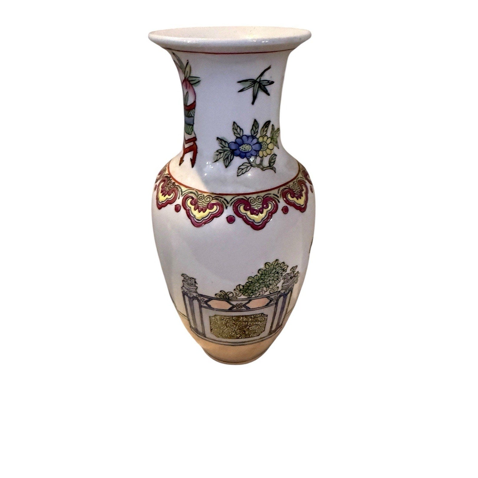 Rare 1988 Toyo Princessa Hand-Painted Flower or Bud Vase Vintage 8.5” Japanese