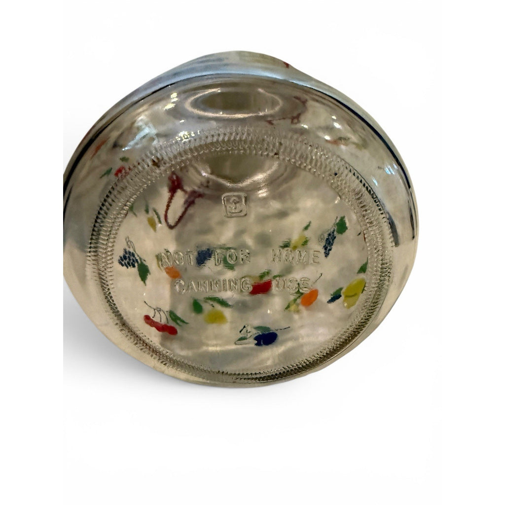 Vintage Anchor Hocking Canister Jar Container Fruit Design Clear Glass E49N-5