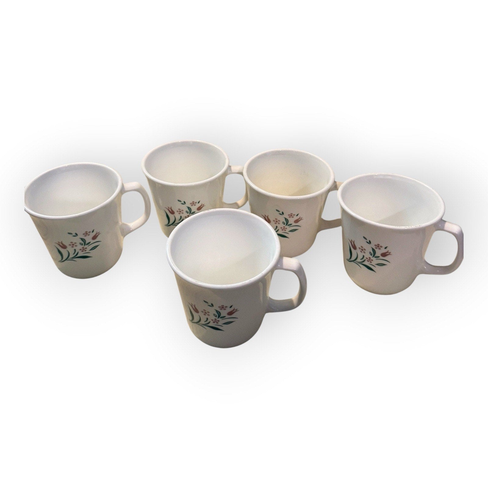 Vintage Corelle Corning Ware Rosemarie Pink Tulip Coffee Cups Mugs SET OF 6 USA