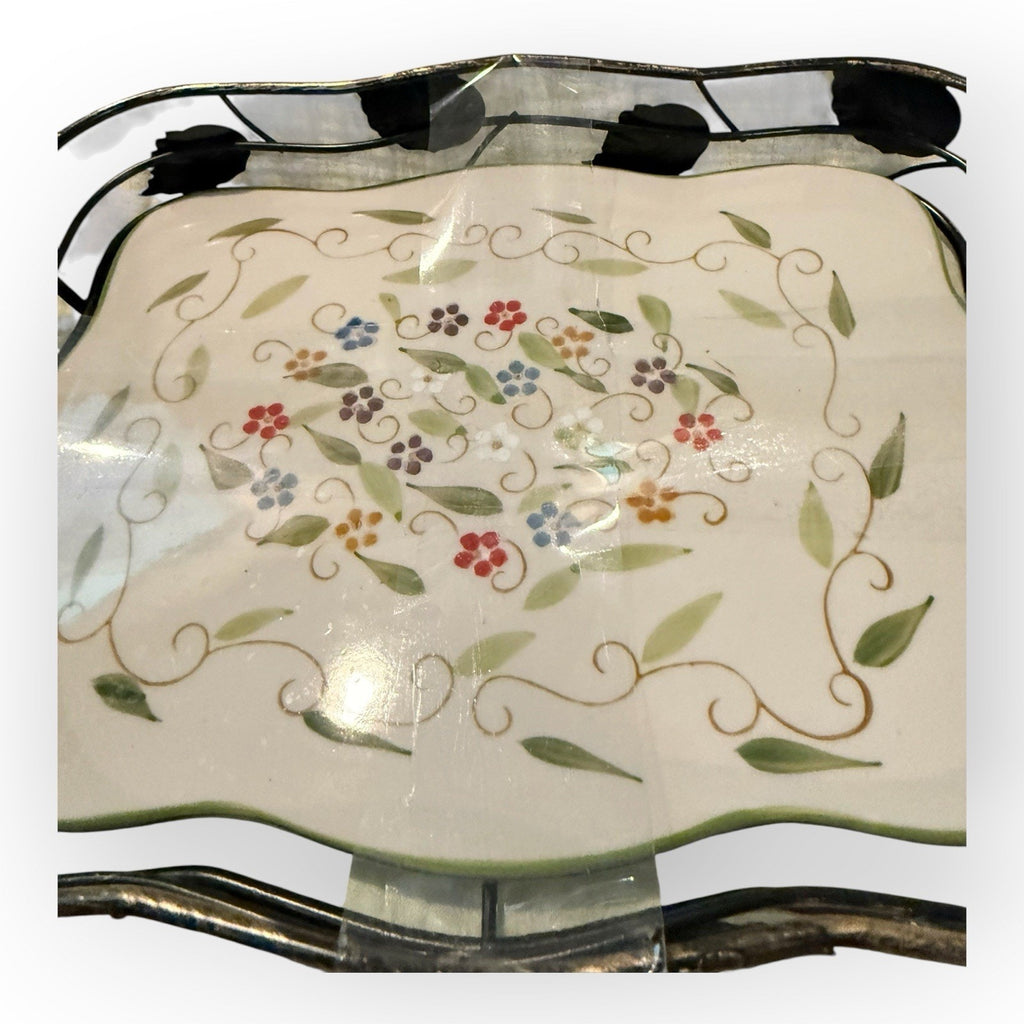 Temp-tations by Tara Petals Hot Plate Ivory with Multi Color Flower Pattern