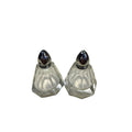 Rare Mid Century Crystal Glass Salt And Pepper Shakers With Elaborate Metal Tops