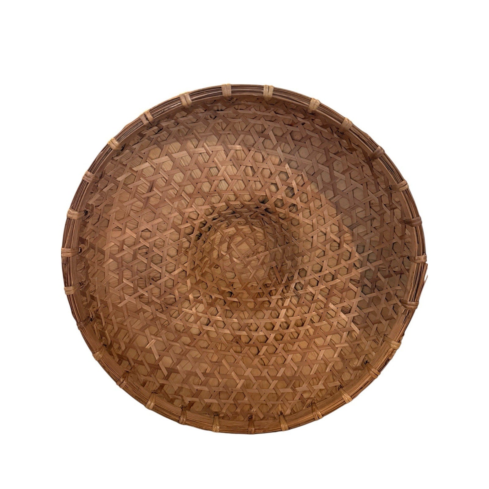 Vtg Japan China Asia Coolie Rice Farmer Straw Bamboo Star Of David Hat 14"