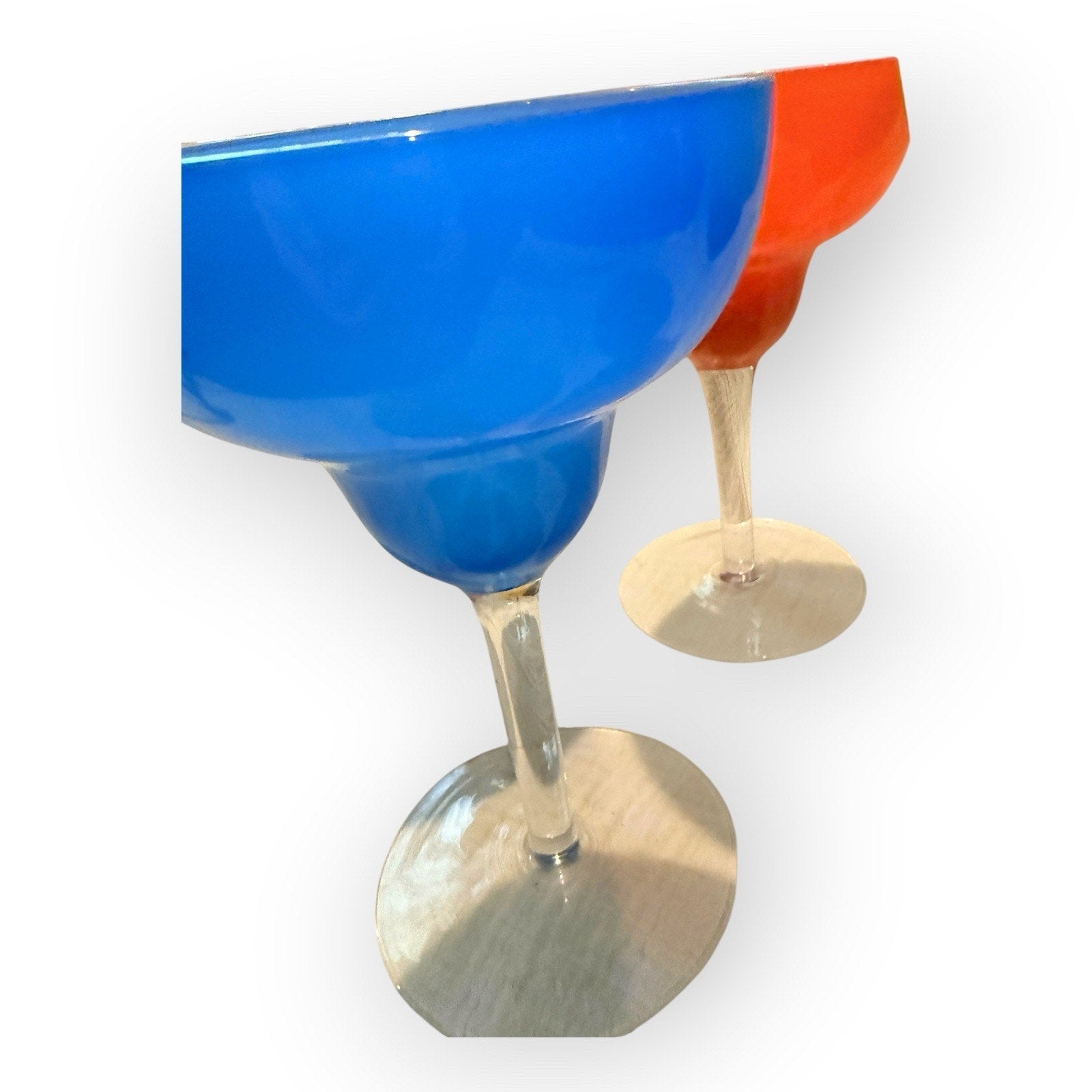 Vintage Crate and Barrel Style Margarita Glasses Set of 4 Hand Blown Multi Color