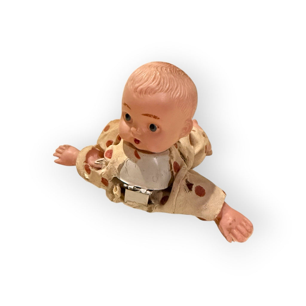 Vintage Wind-Up Celluloid Crawling Baby ~ Made in Japan