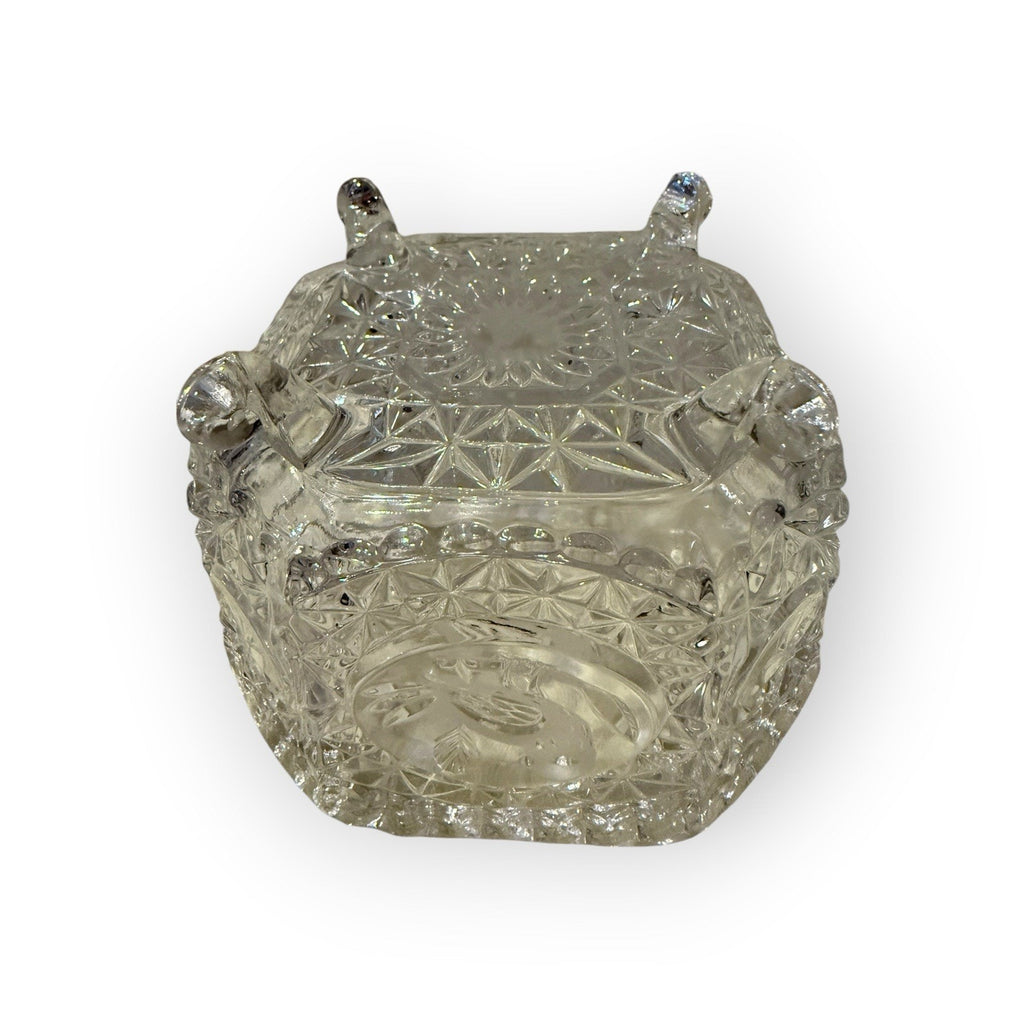 Hofbauer Byrdes Collection Lead Crystal 4-Footed Square Bowl Candy Dish 5"