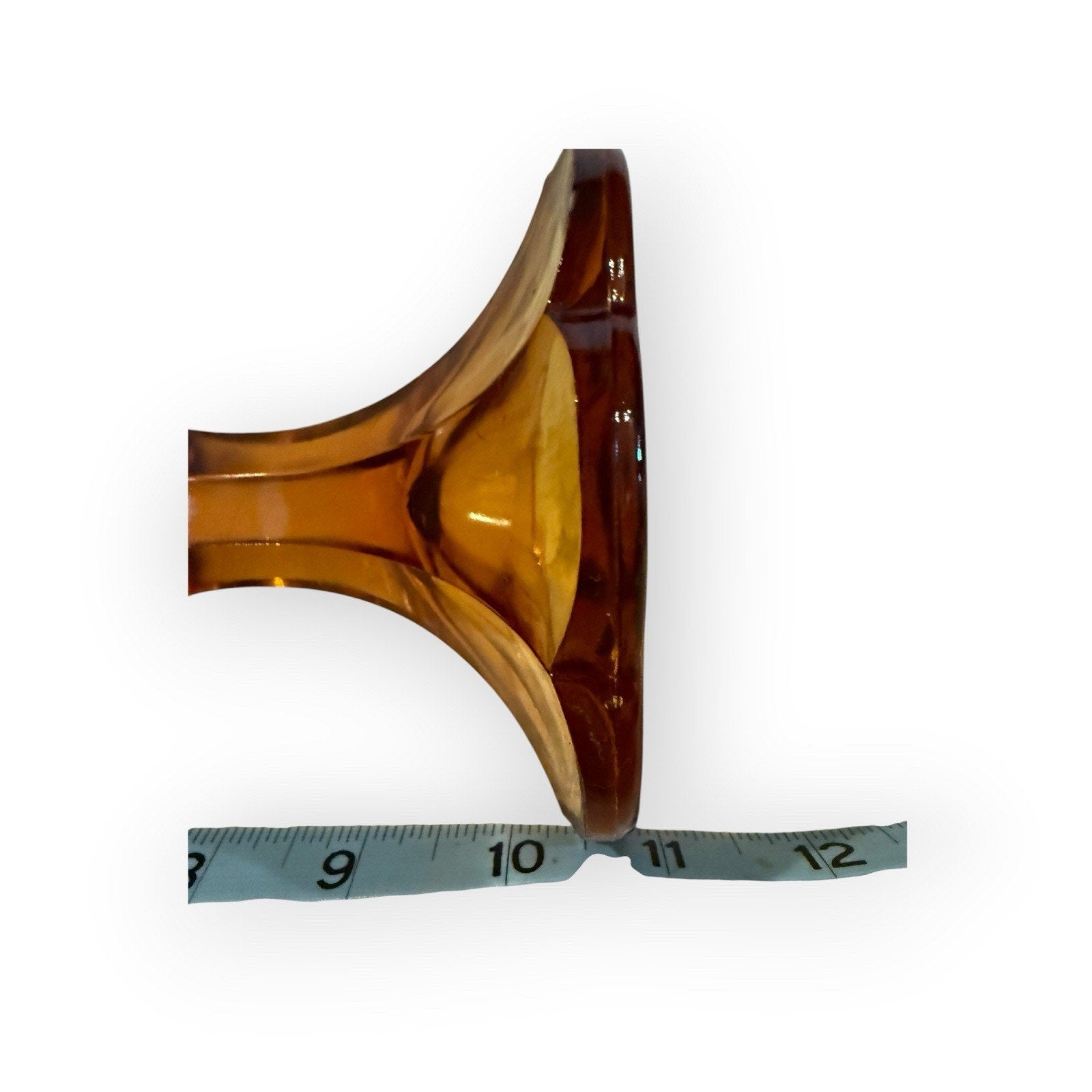 Amber pressed glass compote or vase with diamond point pattern