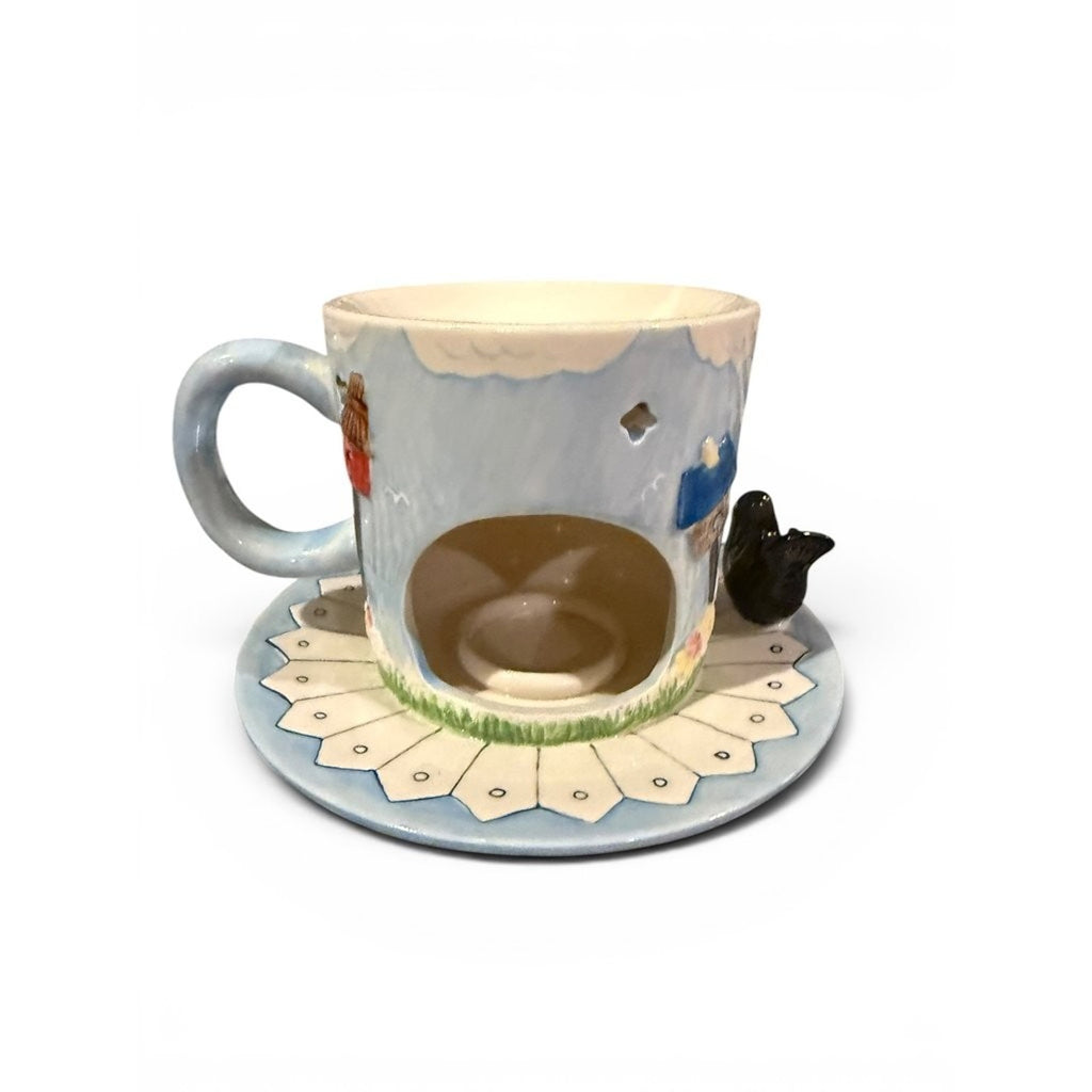 Decorative Ceramic Votive Candle Warmer with Garden Theme