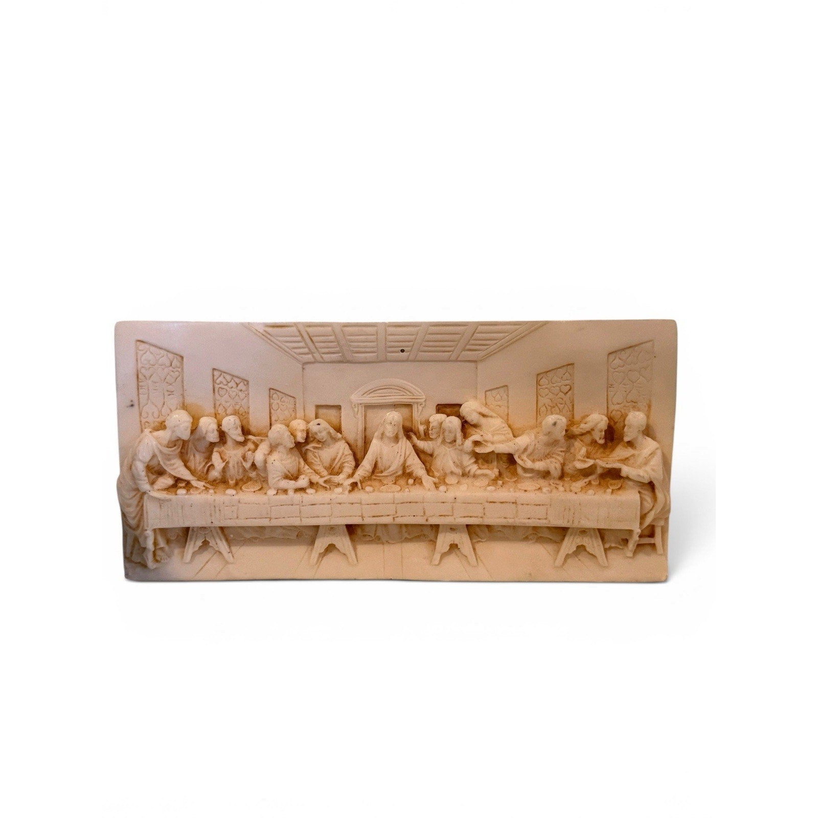 Vtg The Last Supper Wall Hanging 3D Resin Raised Relief Plaque 9.5" x 4.25"