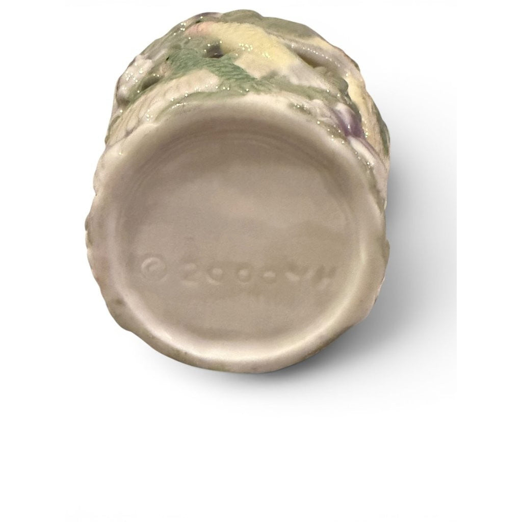 Vintage Ceramic Hummingbird and Floral Votive Holder