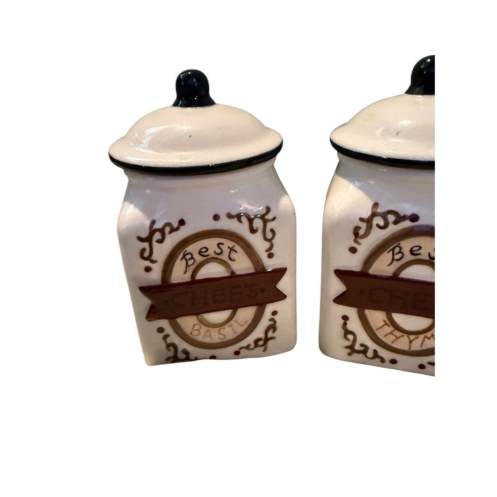 4 Vtg Home Interiors Spice Lidded Jars Multi-Color With Crackle Glaze Kitchen