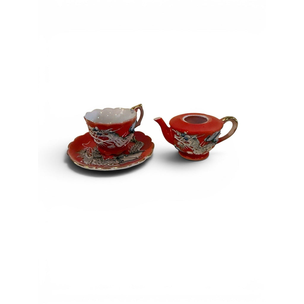 Small Teapot Teacup Cup Saucer Demitasse Coffee Japan Inoclay Dragon8576