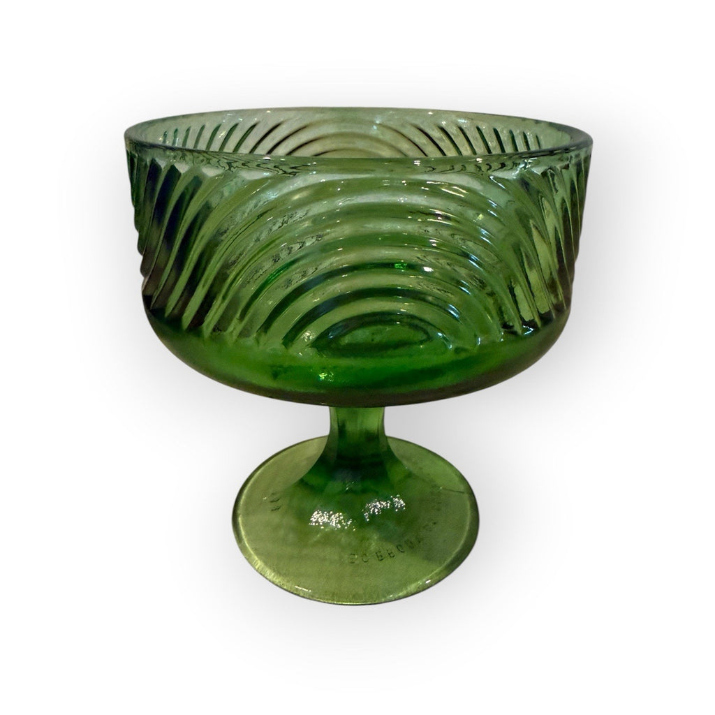 Heavy Vtg E.O BRODY CO Cleveland Ohio USA #138 Green Glass Candy Dish W/ Footed