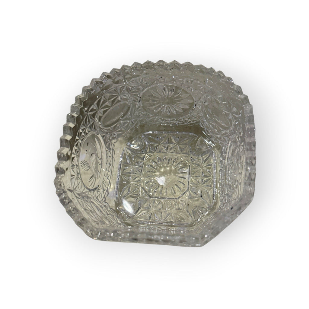 Hofbauer Byrdes Collection Lead Crystal 4-Footed Square Bowl Candy Dish 5"