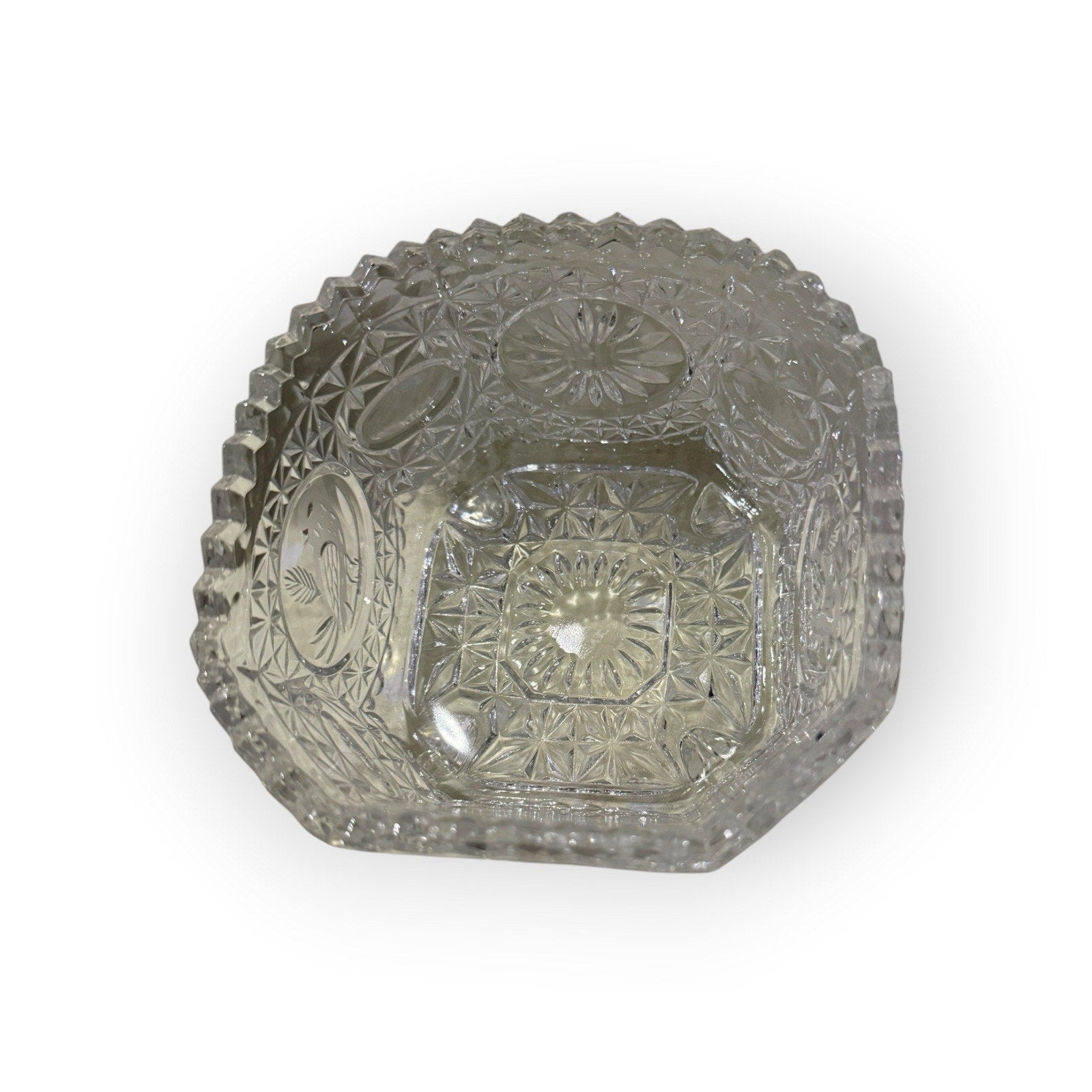 Hofbauer Byrdes Collection Lead Crystal 4-Footed Square Bowl Candy Dish 5"