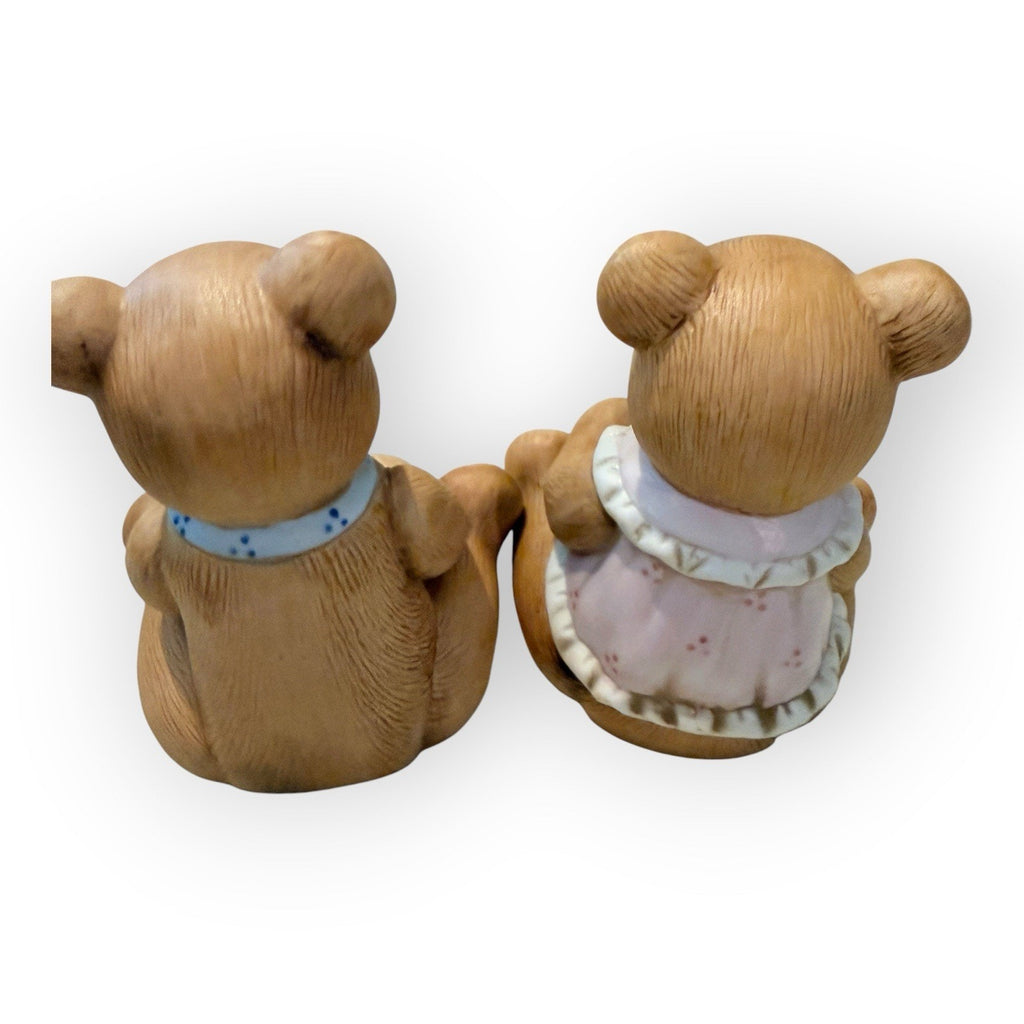 VTG Homco Porcelain Teddy Bear Figurines #1405 Apples & Honey