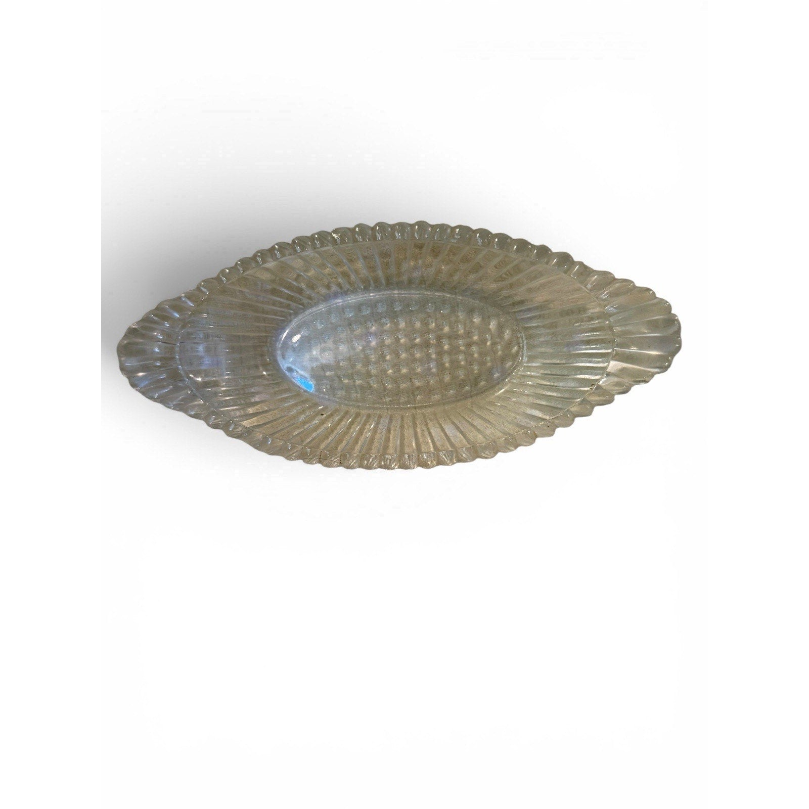 Vintage Clear Glass Textured Banana Boat Design Bowl/Dish (9x4 inches)