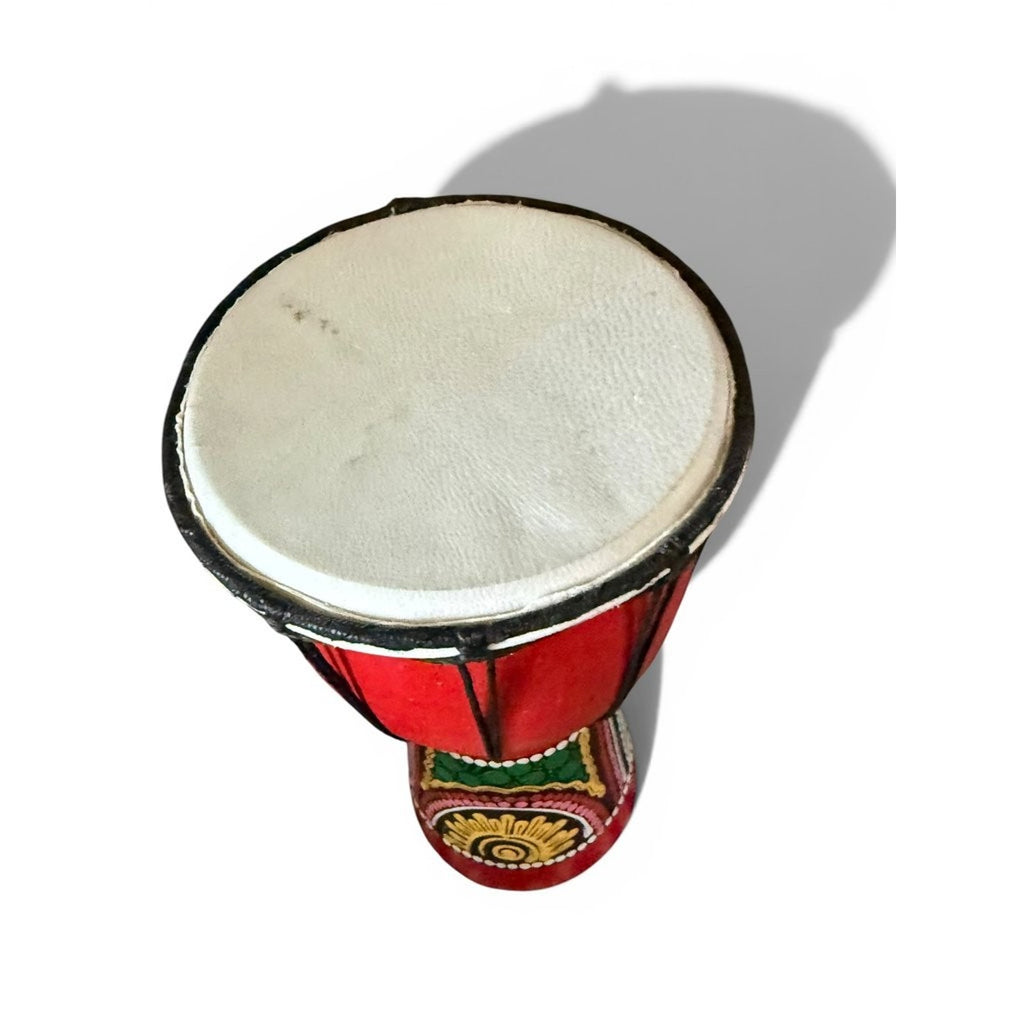 Hand-Painted Djembe Drum with Colorful Design