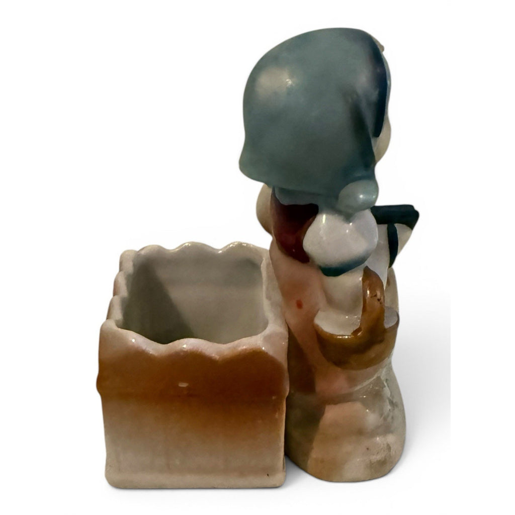 Occupied Japan Figurine Girl Playing an Accordian 4" Tall 2.5" Wide Ceramic VTG