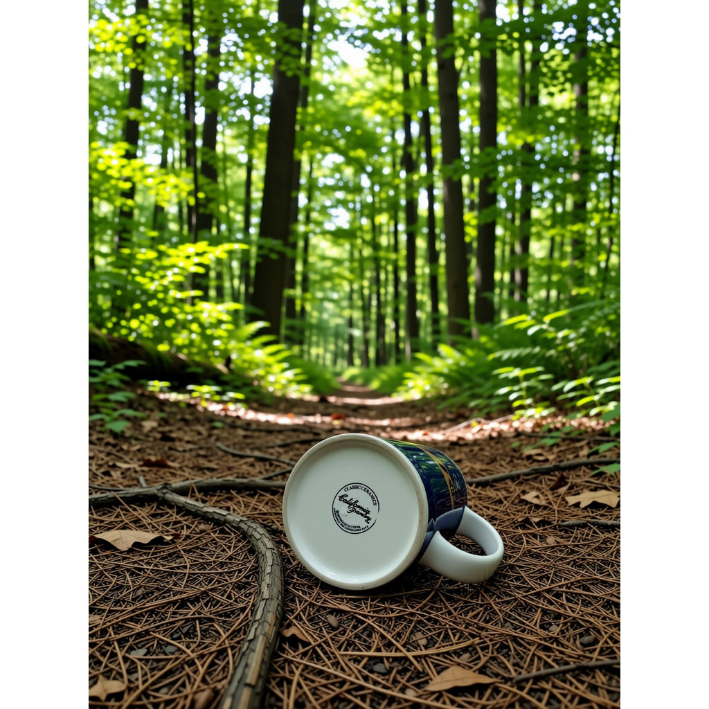 Blue Ceramic Mug – Durable Stoneware Coffee Cup With Girardelli Chocolate Print