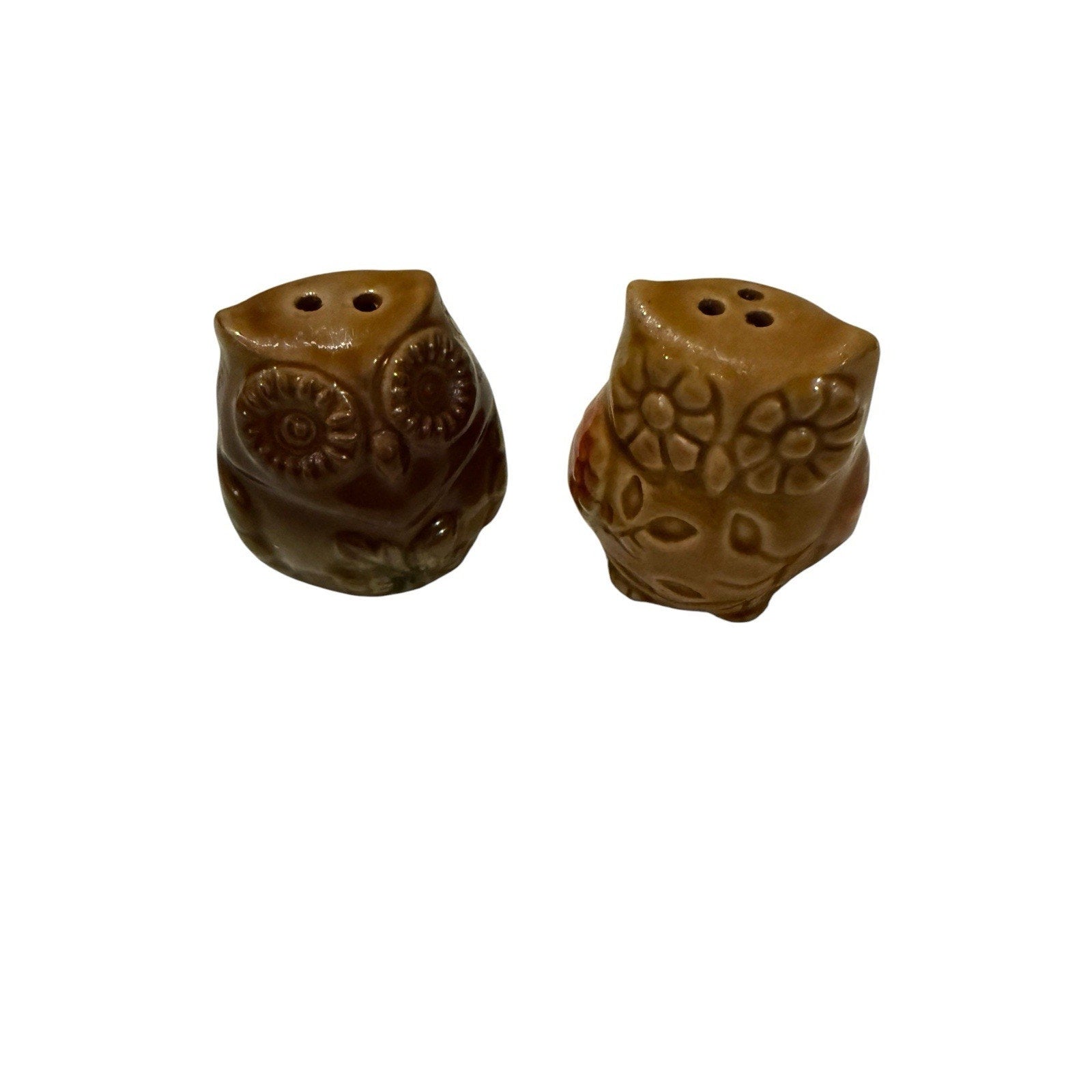 Mini Salt and Pepper Shakers Set Ceramic 70’s Retro Owls