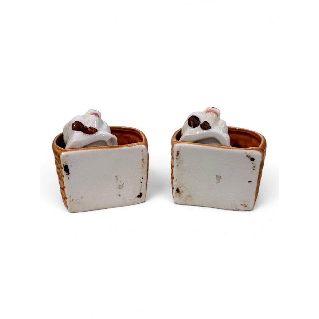 2 Vintage Porcelain Pigs In A Basket
