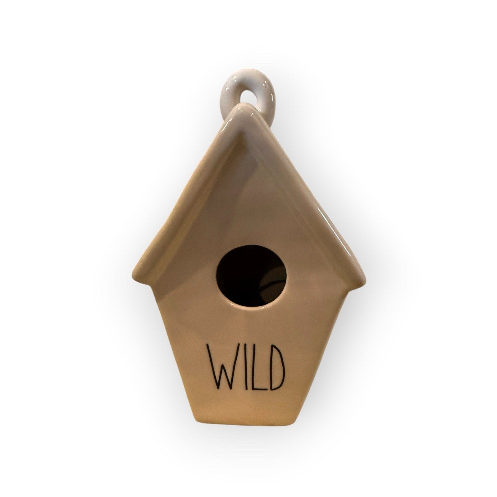 Rae Dunn Tapered Ivory "WILD" Birdhouse with Feather/NWT