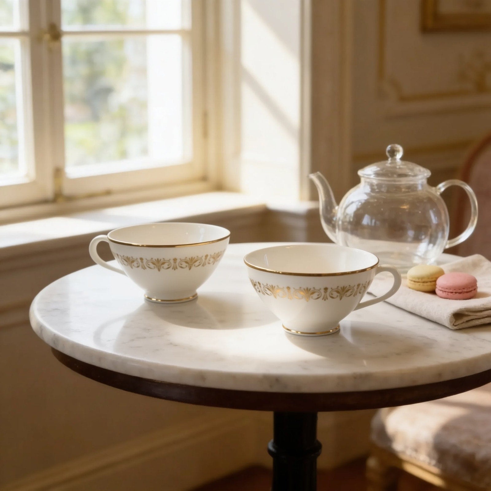Porcelain Coffee Cups | Elegant Sheffield Imperial Gold 504 Pair of Fine China Mugs