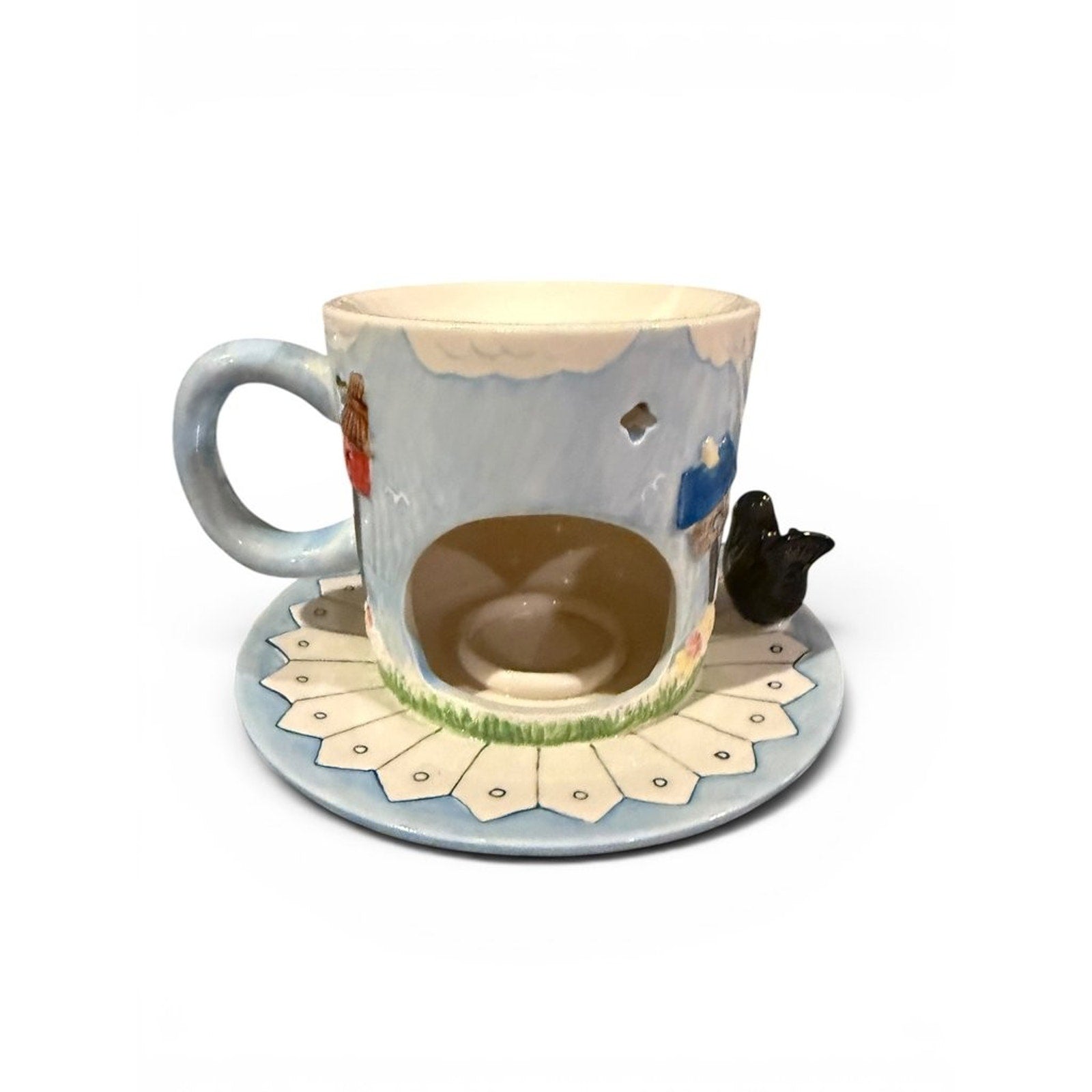 Decorative Ceramic Votive Candle Warmer with Garden Theme
