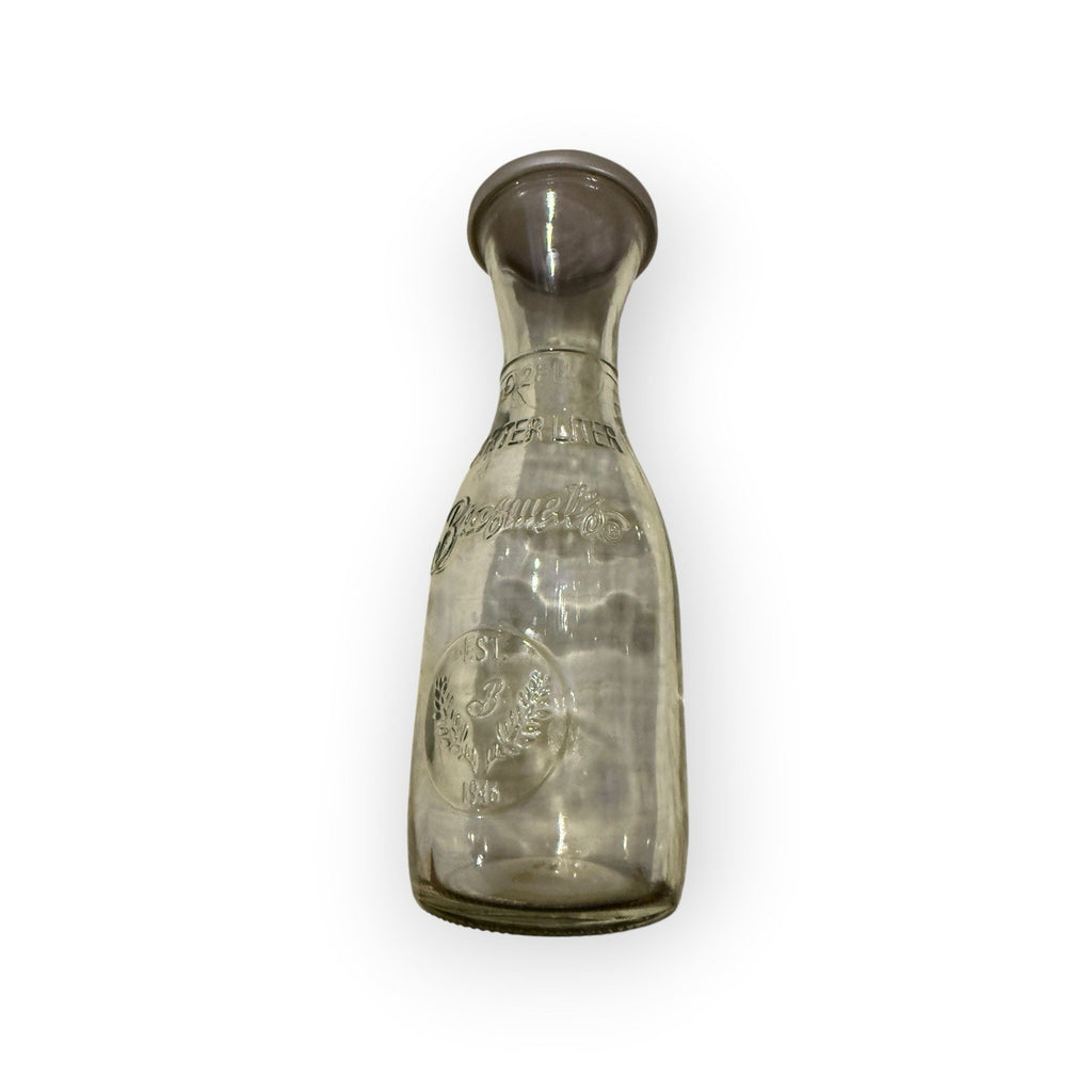 BRASWELL'S Quarter Liter Glass MILK BOTTLE with Lid