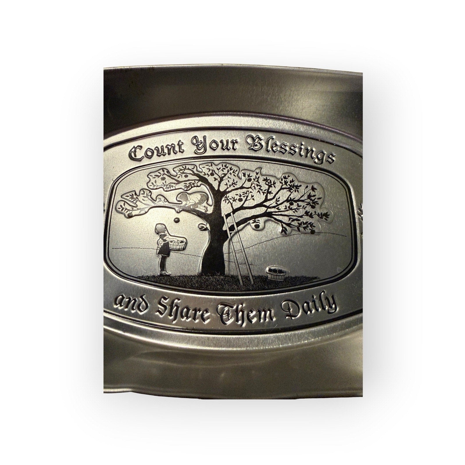 Lightweight Metal Plate Serving Dish "Count Your Blessings And Share Them Daily"