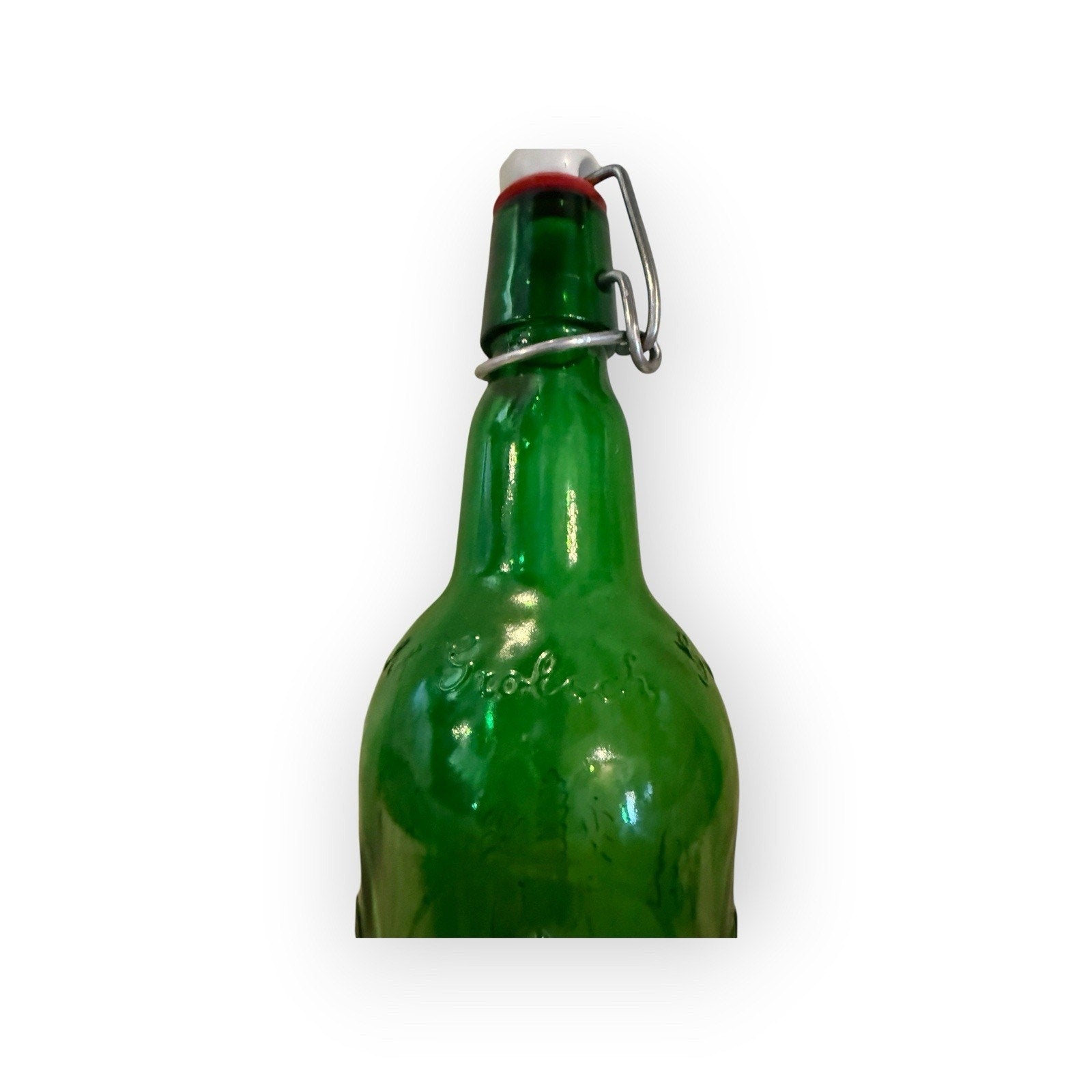 Vintage Grolsch Beer EZ Cap Emerald Green Glass Bottle
