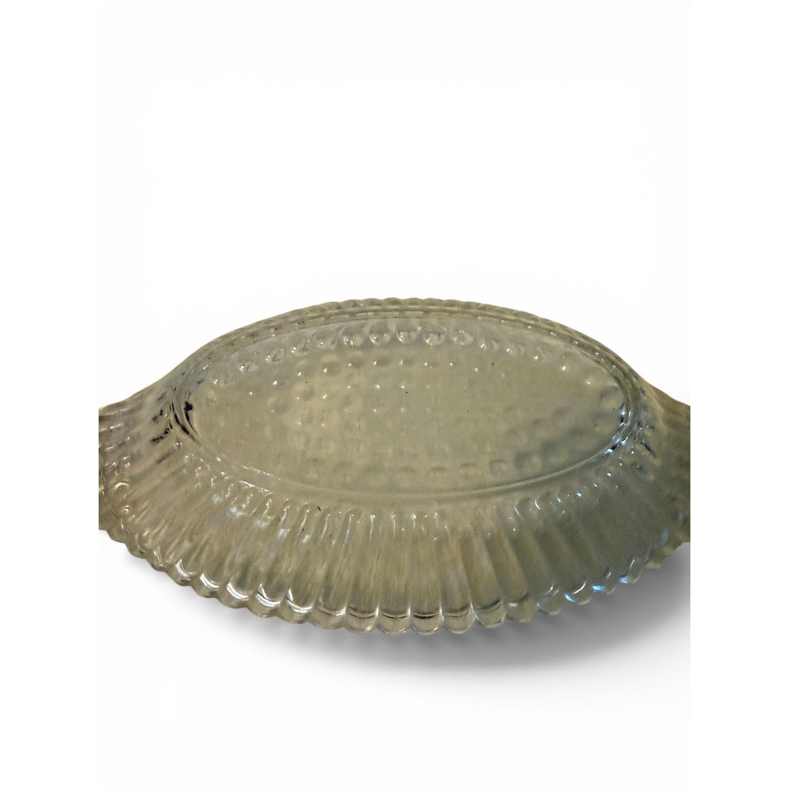 Vintage Clear Glass Textured Banana Boat Design Bowl/Dish (9x4 inches)