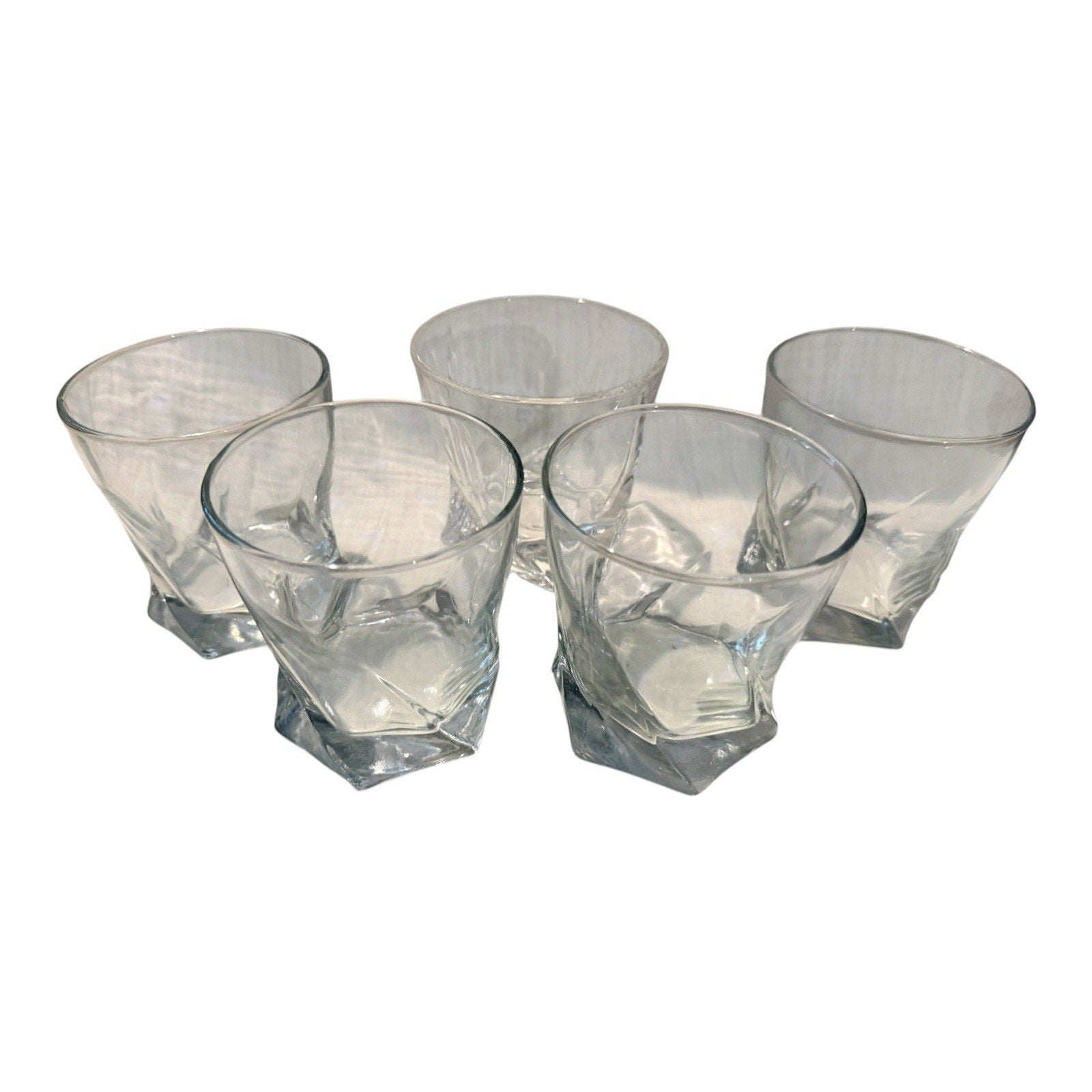 Anchor Hocking Sybil 5 Twisted Clear Whiskey Six-Sided Glasses - GREAT!