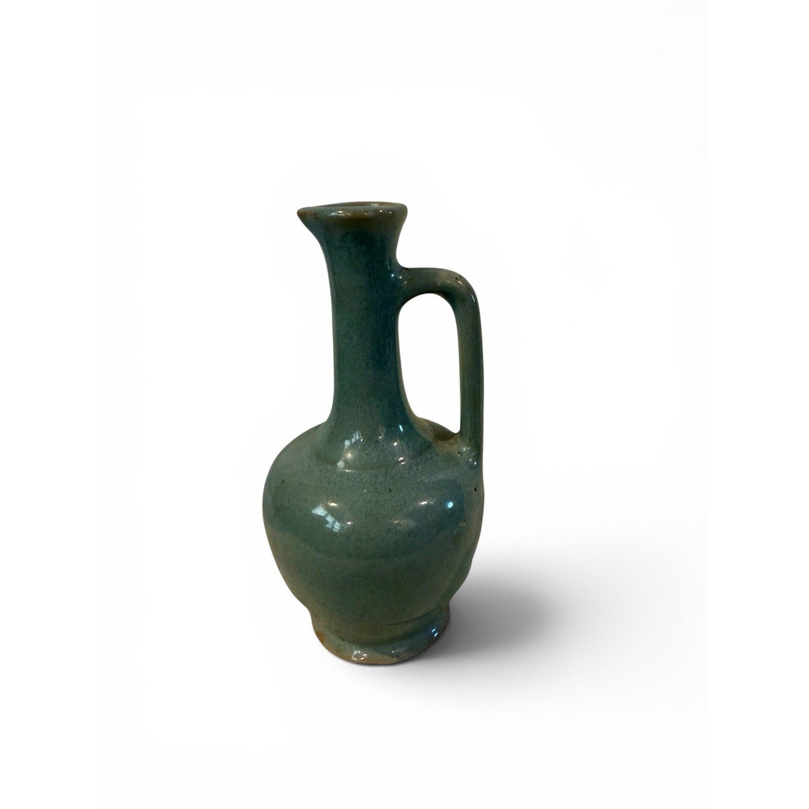 Zanesville Stoneware Pottery Sage Green Perfume Bottle Jug Pitcher Bud Vase