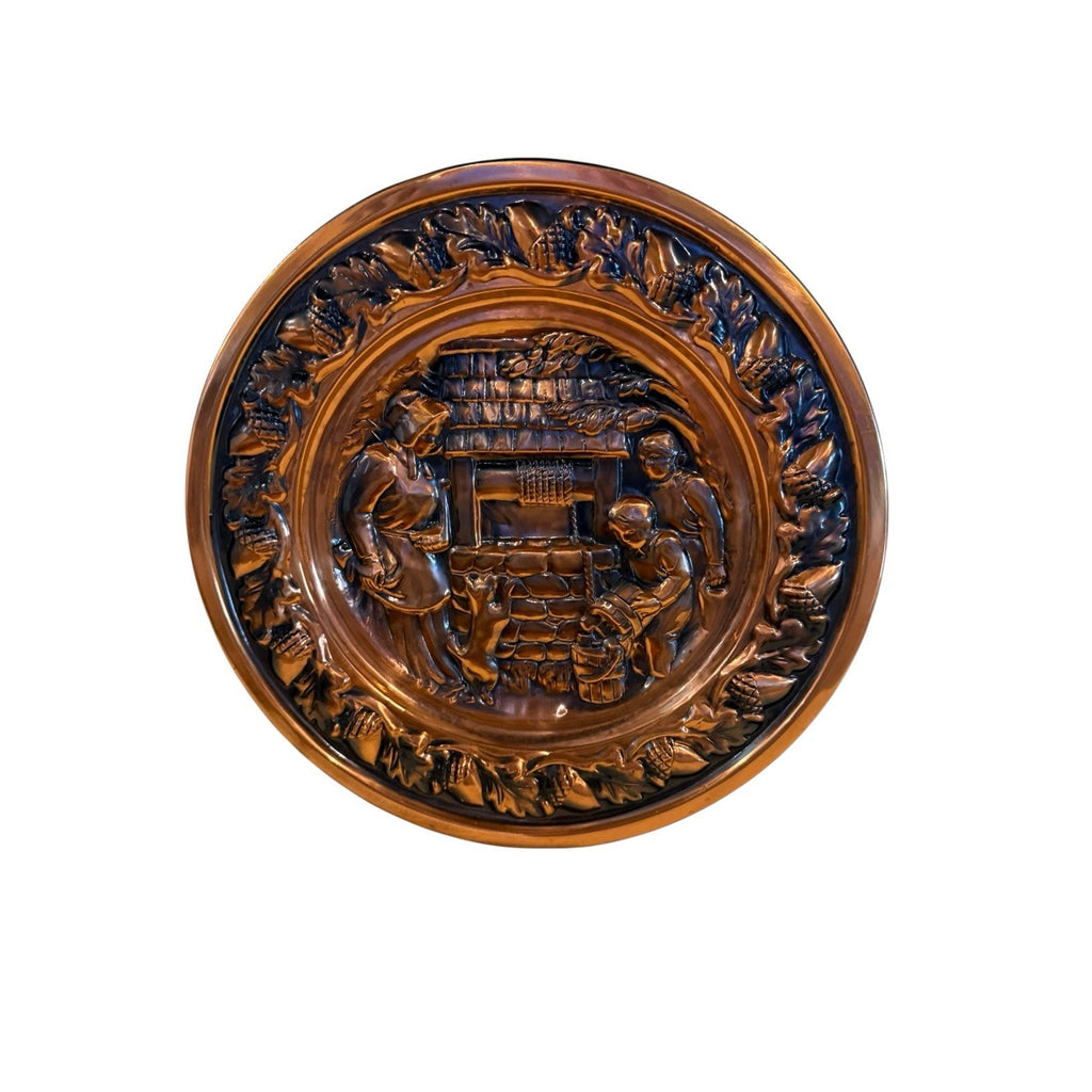 Coppercraft Guild USA Large 13"Copper Wall Plate Hanging Décor Blacksmith design