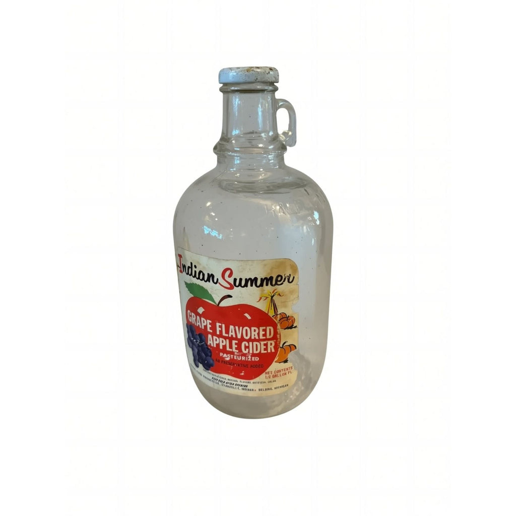 Vintage Cider Jug - Indian Summer Grape Flavored Glass Half Gallon Jug With Sturdy Handle