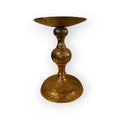 Brass Floral Etched Candle Holder Made in India 9.5 x 6"