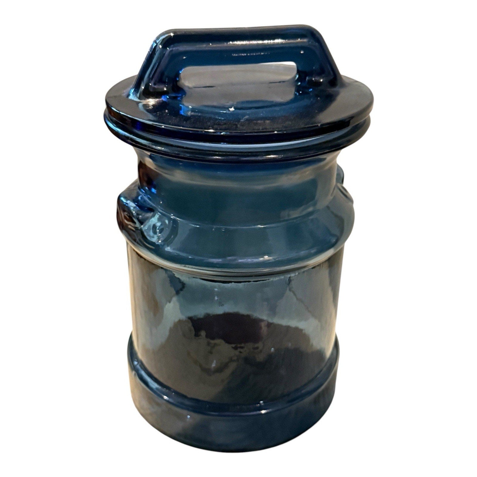 Vintage L.E. Smith Cobalt Blue Glass Milk Can Jug Canister 11” & 9”Set of 2