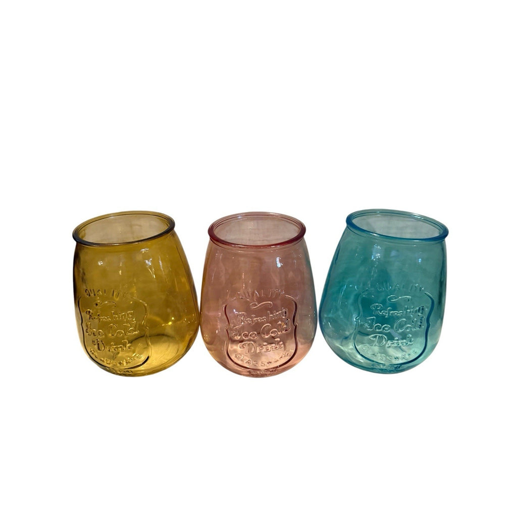 Home Essentials Green, Pink, Yellow Quality Refreshing Ice Cold Drink Glass (3)