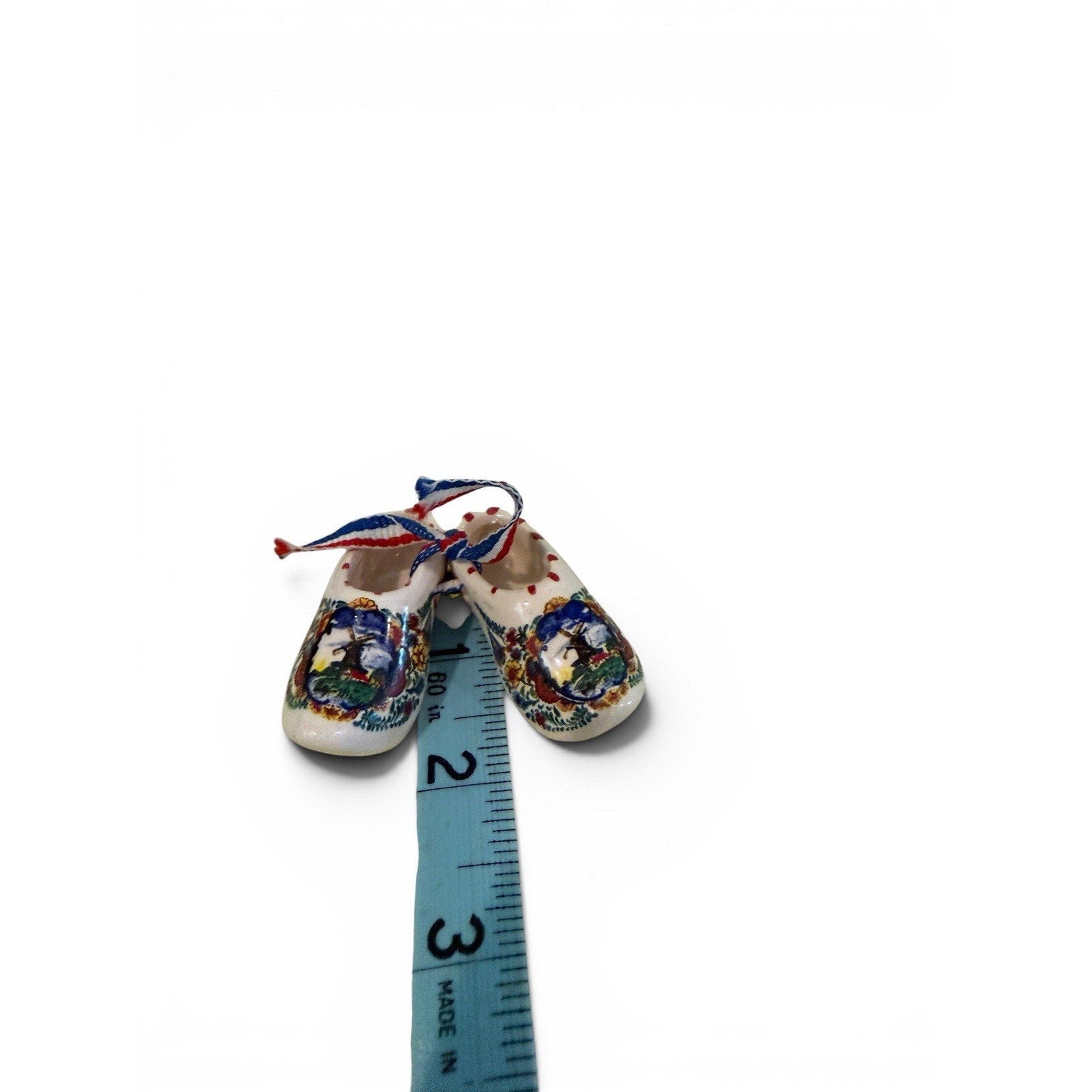 Holland Porcelain Miniature Delft Shoes Ornaments 1.75 X 1.75", Multi