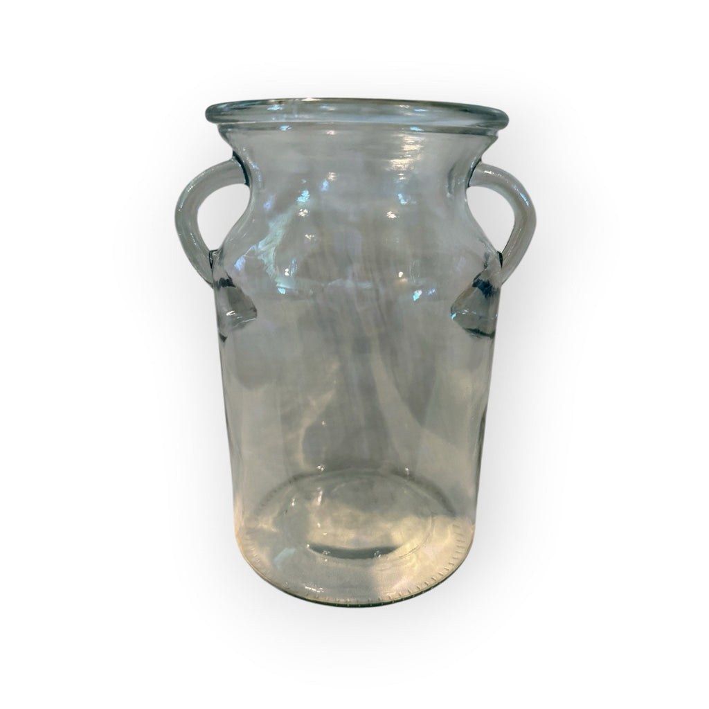 Clear Glass Milk Jug / Vase with Handles, 3 Lbs 14 oz Heavy Glass Milk Jug, Vase