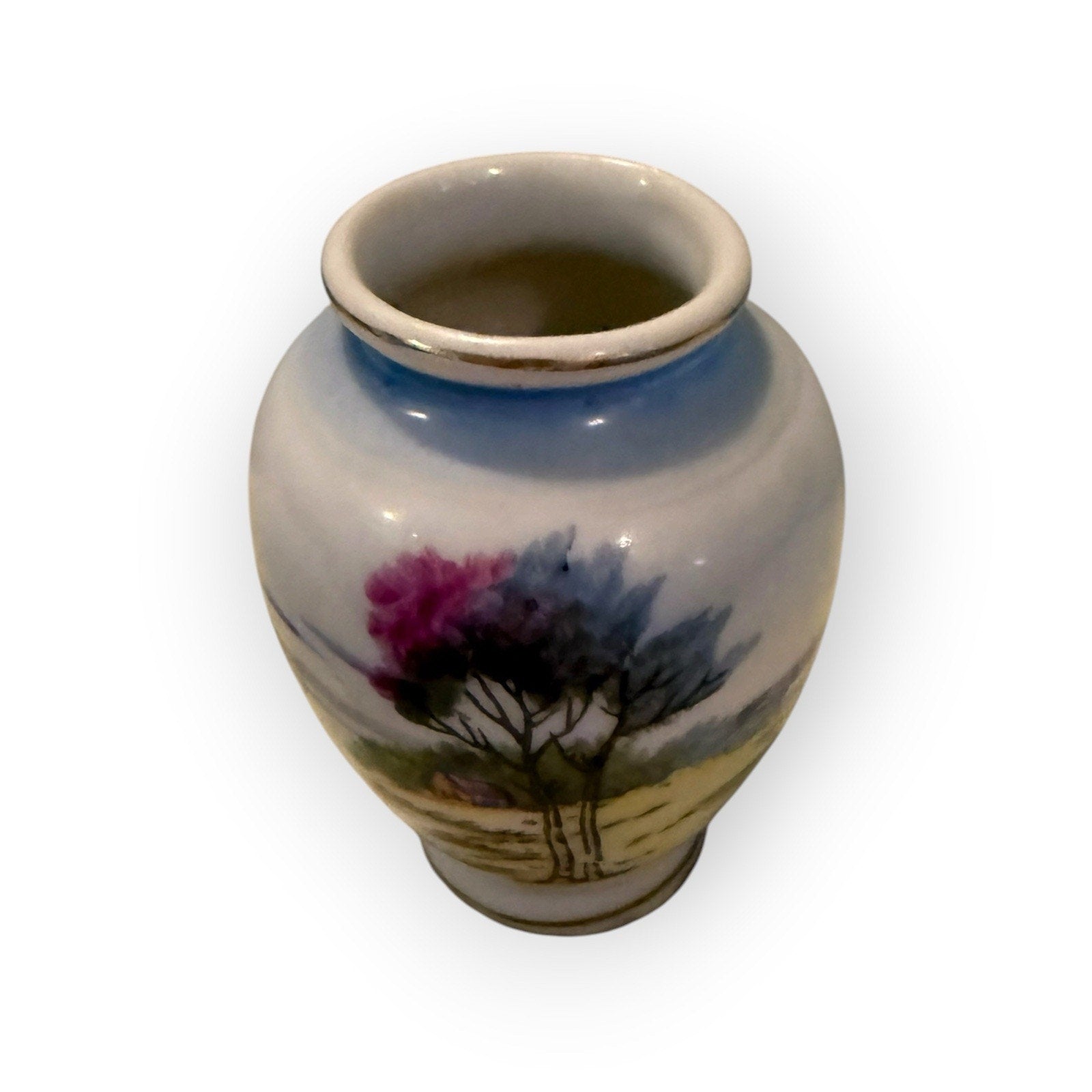 Vintage Made in Occupied Japan Miniature Scenic Porcelain Vase Hand Painted