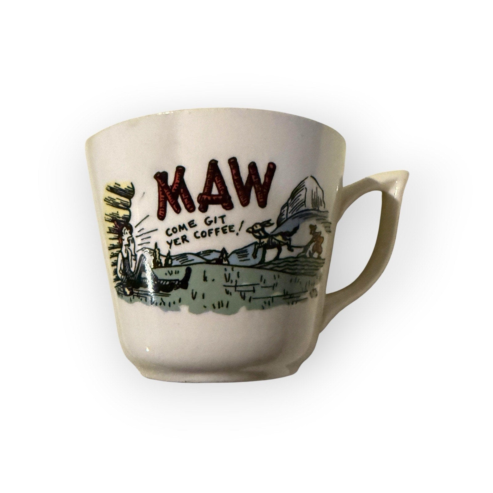 Maw Come Get Yer Coffee Mug VTG Funny Farming Homesteaders Plowing Cottagecore